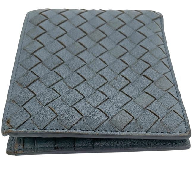 Bottega Veneta Fold Wallet Blue Intrecciato Leather — view 7