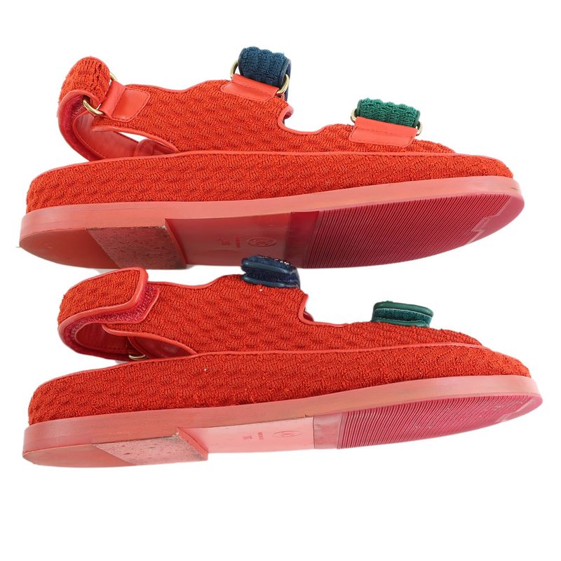 Chanel Sports Sandals Red Multicolor 36 Leather CC — view 6