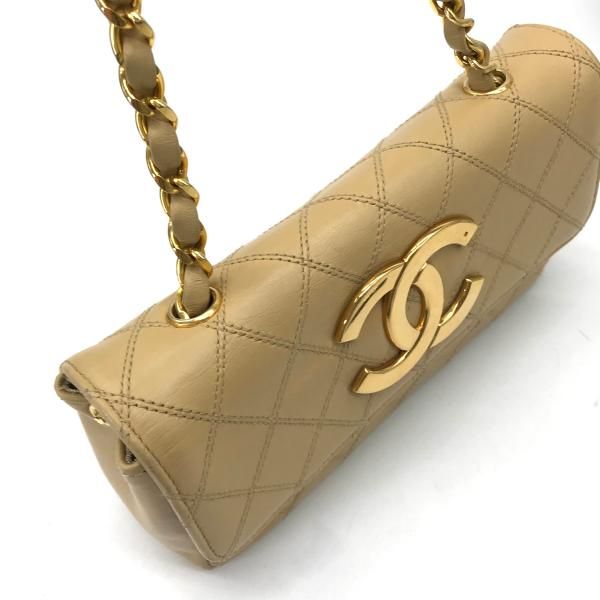Chanel Big CC Logo Bicolor Quilted Chain Shoulder Bag Beige — view 8