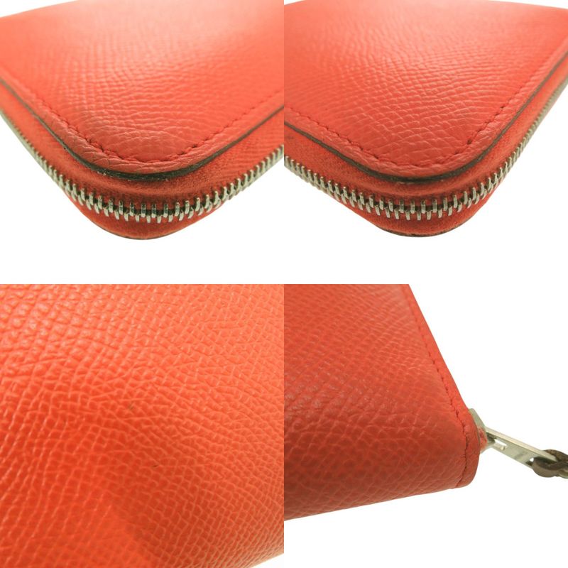 Hermes Azap Compact Silk Quinn Coin Case TS 011 AU Leather Orange 0097 — view 8