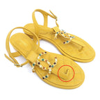 Chanel Flat Sandals Yellow 38 C Visual Coco Mark Shoes — view 4