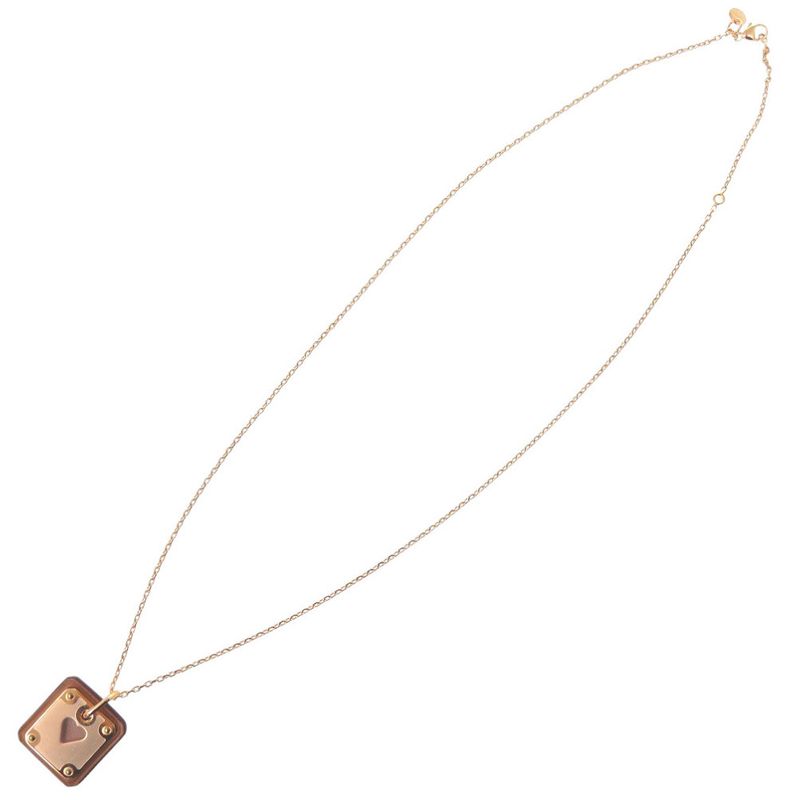 Hermes Asdecourt Leather Metal Brown Engraved Y Necklace 1806 — view 5