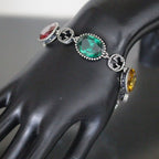Gucci Multi-stone Bracelet Silver 925 Red Blue Yellow Green E1036 — view 6