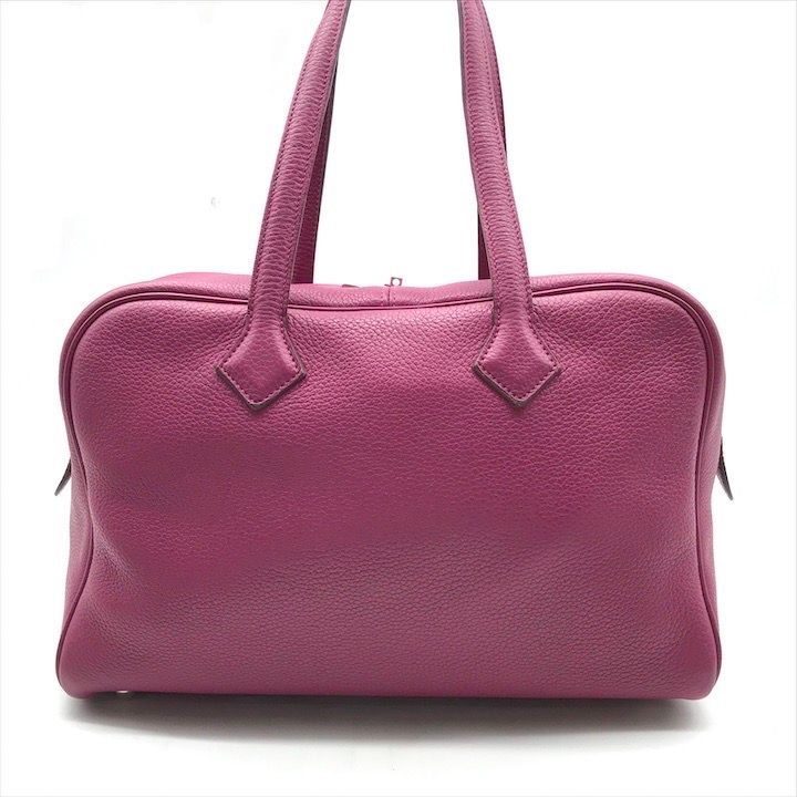 Hermes Victoria 35 Taurillon Clemence Leather Hand Boston Bag Purple Ladie — view 2