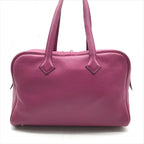 Hermes Victoria 35 Taurillon Clemence Leather Hand Boston Bag Purple Ladie — view 2