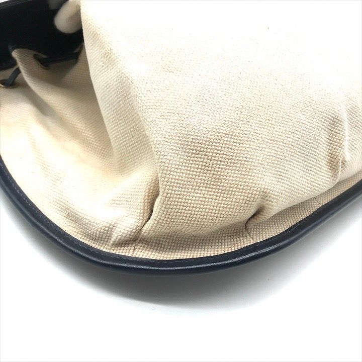 Hermes Toile Canvas Shoulder Bag Navy — view 4