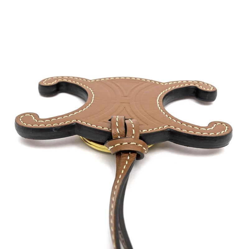 Celine Triomphe Key Sling Bag Charm Tan Brown Gold Hardware Holder — view 5