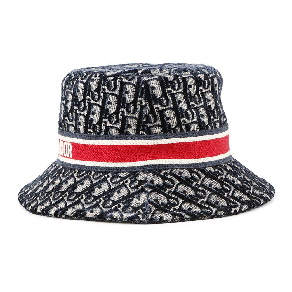 Dior Hat Oblique Trotter Velour 58 Navy Red — view 2
