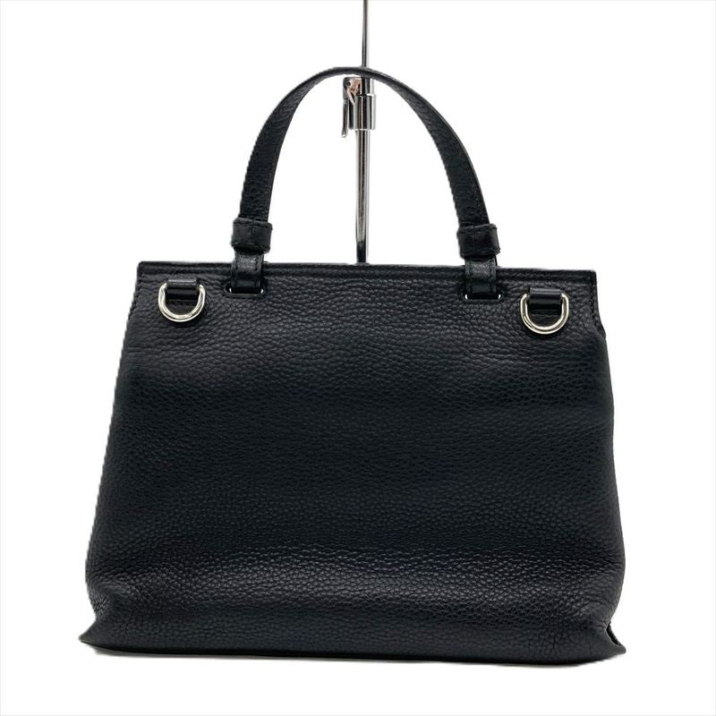 Gucci Daily Bamboo Handbag Leather Black Silver Hardware — view 2