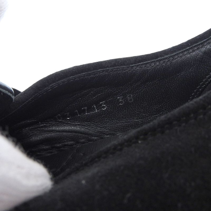 Chanel Coco Mark Suede Leather Use Tweed Switch Slip-on Shoes 38 — view 7