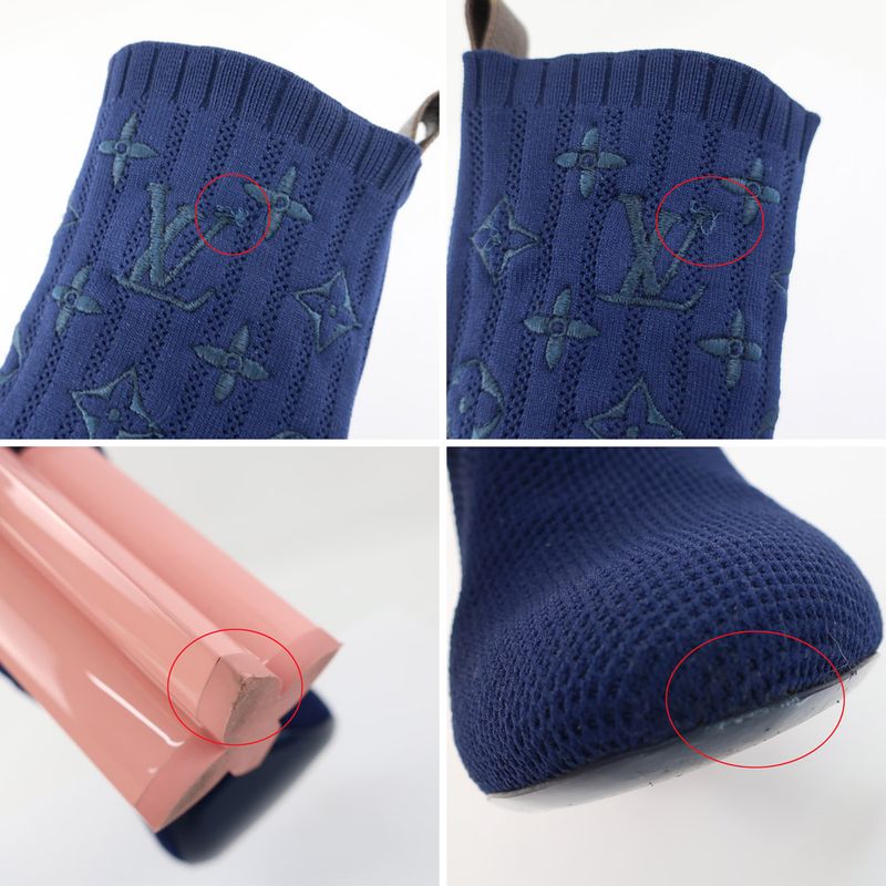 Louis Vuitton Knit Boots Ankle Sock Navy Pink — view 8