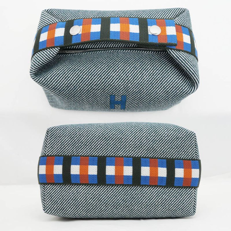 Hermes Brid A Black PM Au-carre Handbag Pouch Vert Foret — view 5