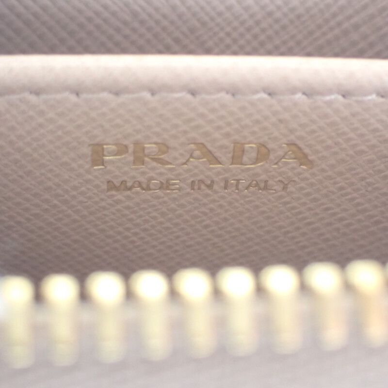 Prada L Shaped Zipper Coin Purse 1 Ml025 Case Saffiano Cypria Pink Beige — view 7