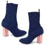 Louis Vuitton Knit Boots Ankle Sock Navy Pink — view 3