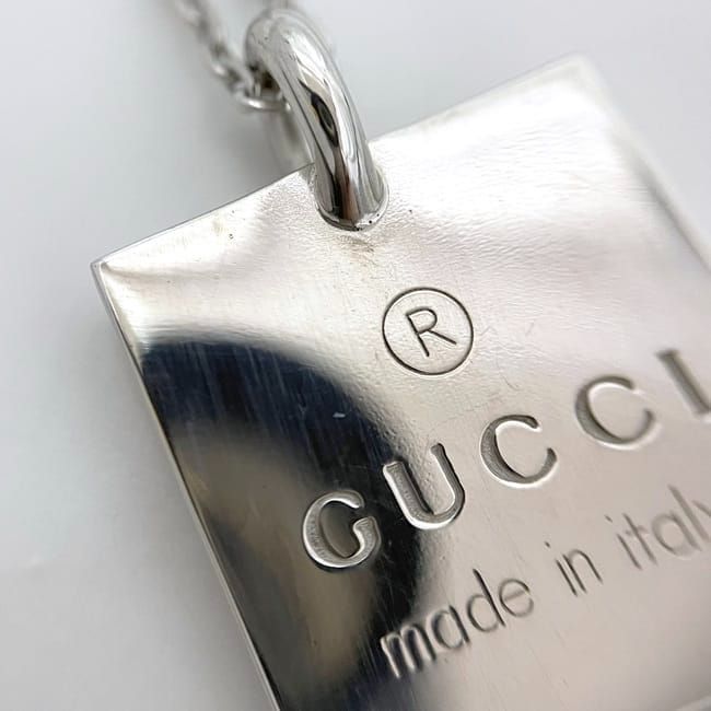 Gucci Square Logo Plate Necklace Silver — view 6