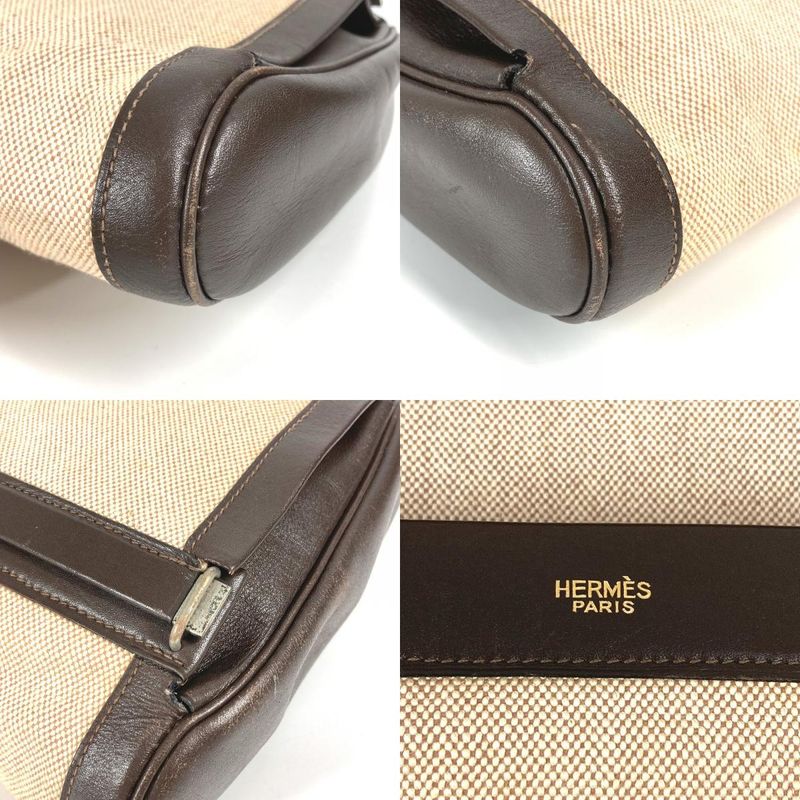 Hermes Clutch Bag Equi Leather Canvas Beige — view 7