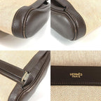 Hermes Clutch Bag Equi Leather Canvas Beige — view 7