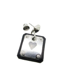 Hermes As De Coeur Heart Earrings Leather Metal Black Silver Stamped Z 0268 — view 4