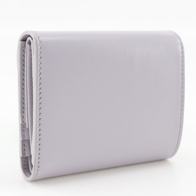 Celine Triomphe Small Flap Wallet Compact Leather Purple Trifold — view 3