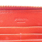 Prada Ribbon 1 M0506 Saffiano Leather Gold Hardware Red Round Zipper Long Wallet — view 6
