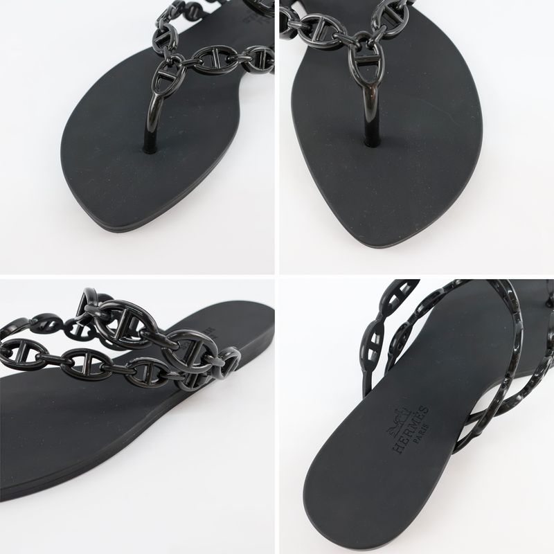 Hermes Island Sandals Chaine D'ancre Black Rubber Size 36 — view 8
