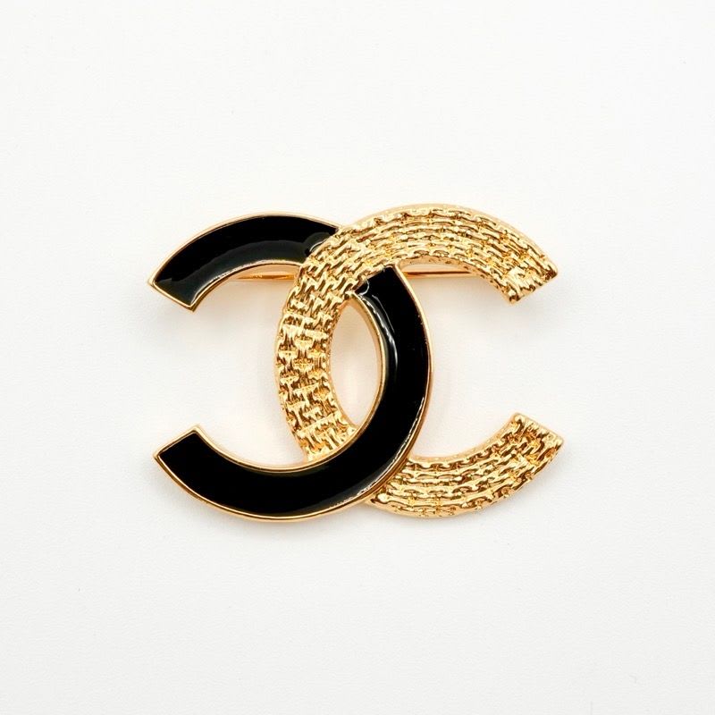 Chanel Brooch Corsage Gold Black Coco Mark — view 3