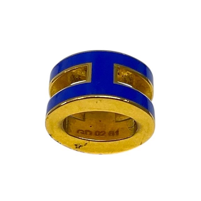 Hermes Mini Pop Ash H Necklace Pendant Top Charm Logo Gold Blue — view 8