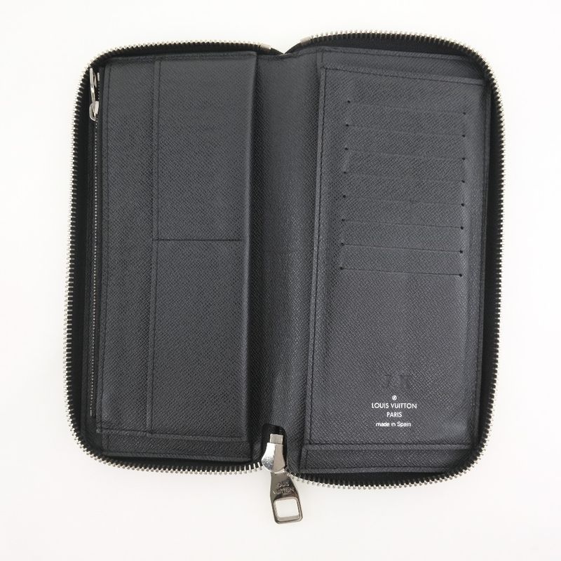 Louis Vuitton Zippy Wallet Vertical Taiga Black Ca1103 Long — view 6