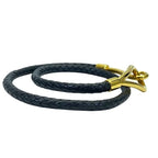 Hermes Jumbo Bracelet Bangle Choker Small Item Logo Leather GP Black — view 3