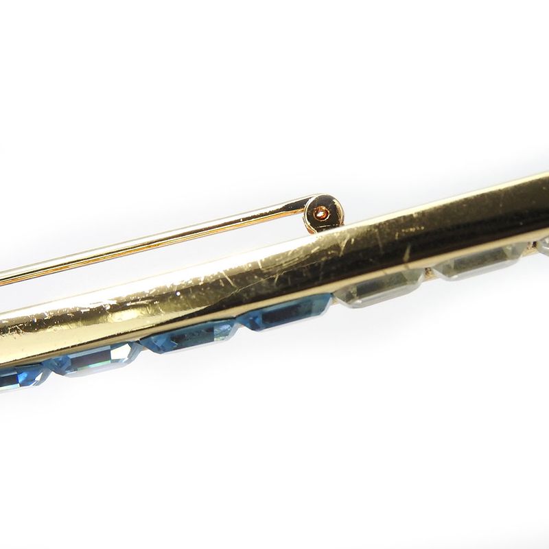 Christian Dior Brooch Metal Gold Clear Hardware Plated Rhinestone Ribbon — view 5