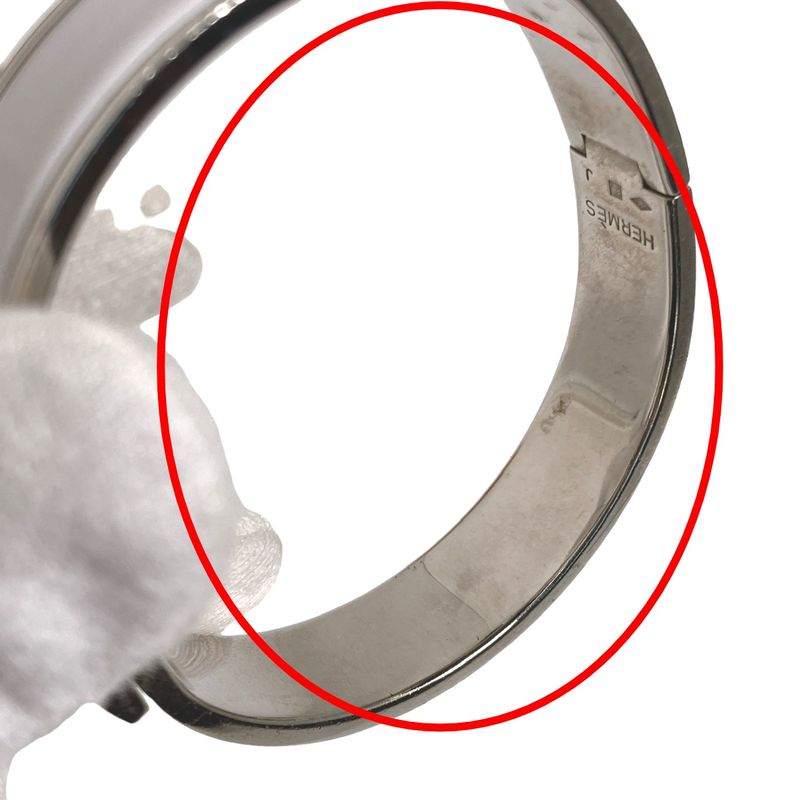 Hermes Bracelet Click Clack Bangle White and Silver — view 9