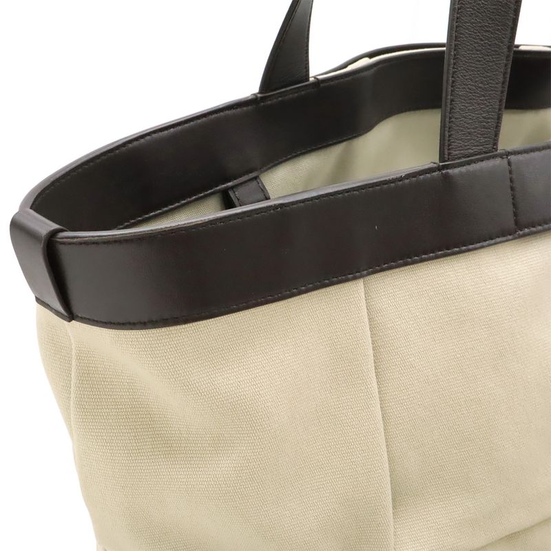 Bottega Veneta Arco Tote Bag Canvas Leather Beige Dark Brown V44 — view 6