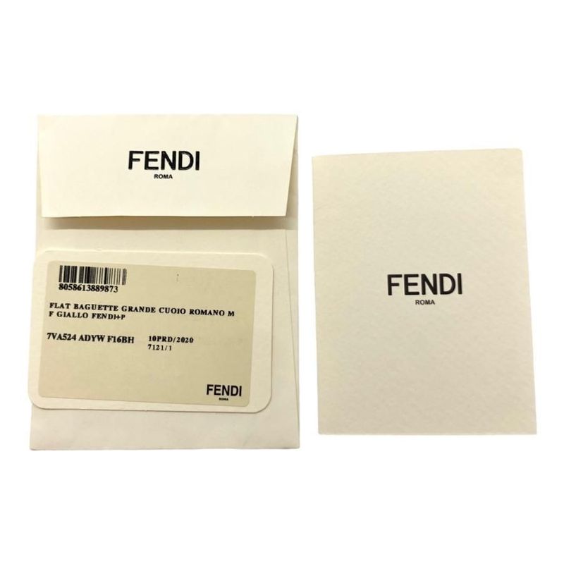 Fendi Shoulder Bag Flat Baguette Medium 7 Va524 FF Logo Yellow Silver Hardware — view 9
