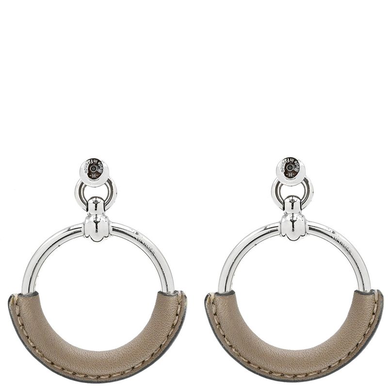 Hermes Earrings Loop Grand Vorsluyft Metal Glaze Etoupe — view 3
