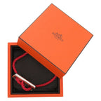 Hermes Leather 925 Silver Red Bracelet 0093 — view 3