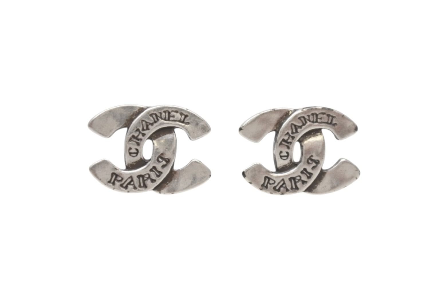 Chanel CC Logo Earrings 99 Silver