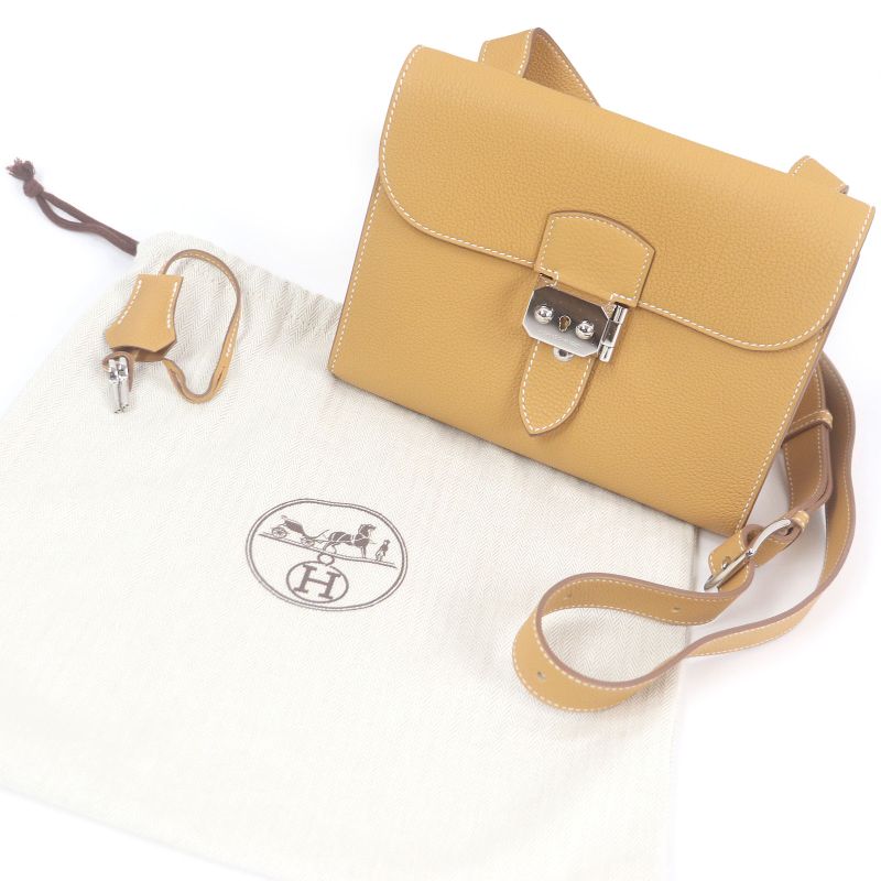 Hermes Sac A Depeches 21 Togo Leather Shoulder Bag Natural Sable — view 2