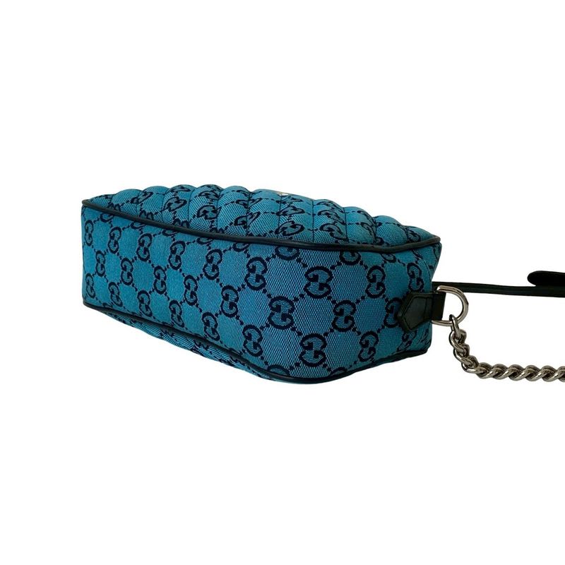 Gucci GG Marmont Canvas Leather Chain Shoulder Bag Pochette — view 9