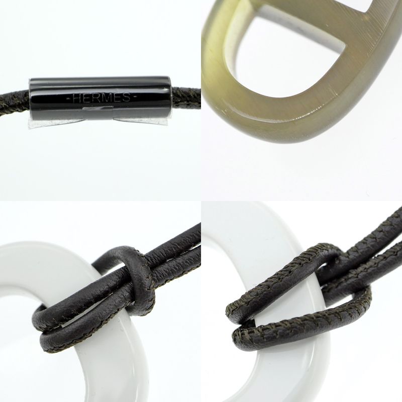 Hermes Necklace Amar Buffalo Horn White Brown Pendant Accessories — view 8