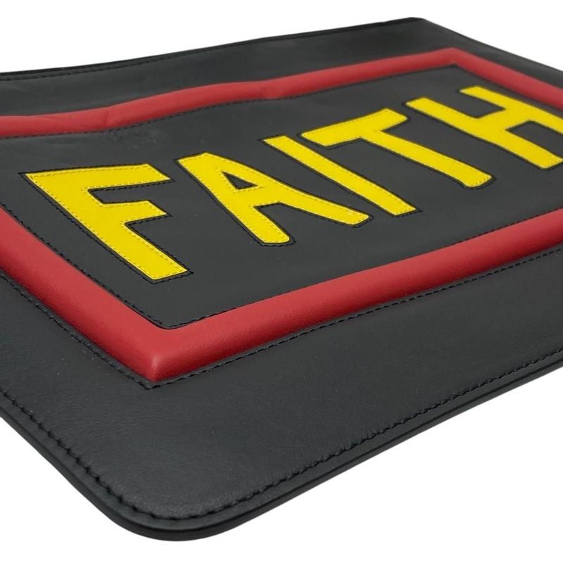 Fendi 7 N0078 Faith Clutch Bag Second Pochette Logo Leather Rubber — view 6