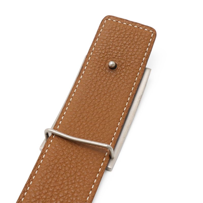 Hermes H Plate Belt Reversible Box Calf Togo Leather Black Brown — view 5