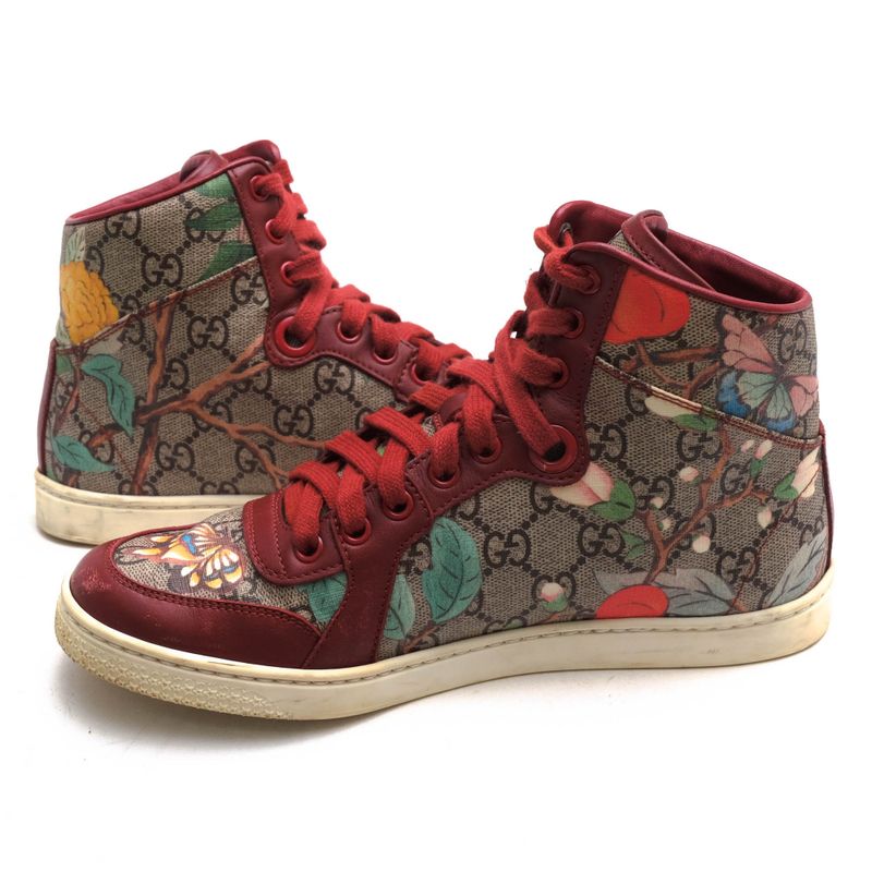 Gucci Shoes Sneakers High Cut Women Leather Beige GG Tian — view 3