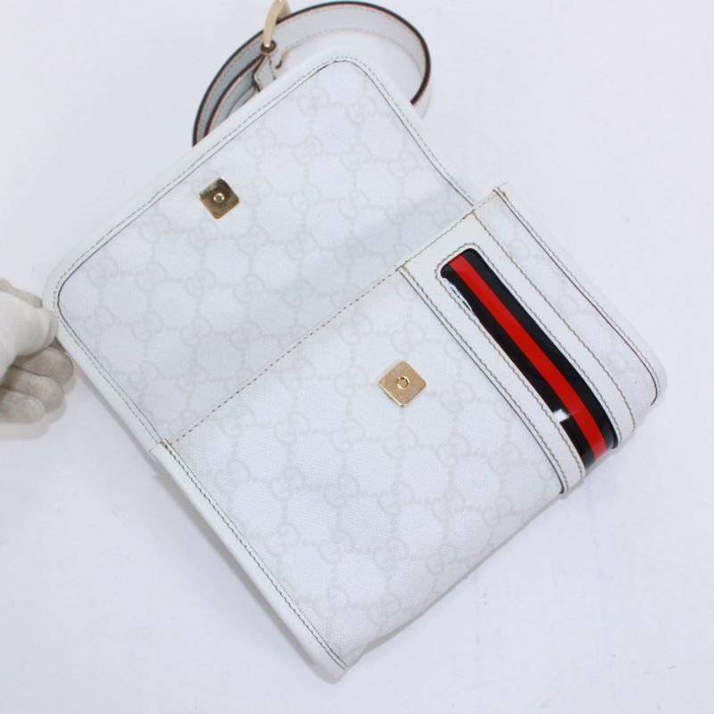 Gucci Sherry Line Waist Bag Leather White Body — view 9
