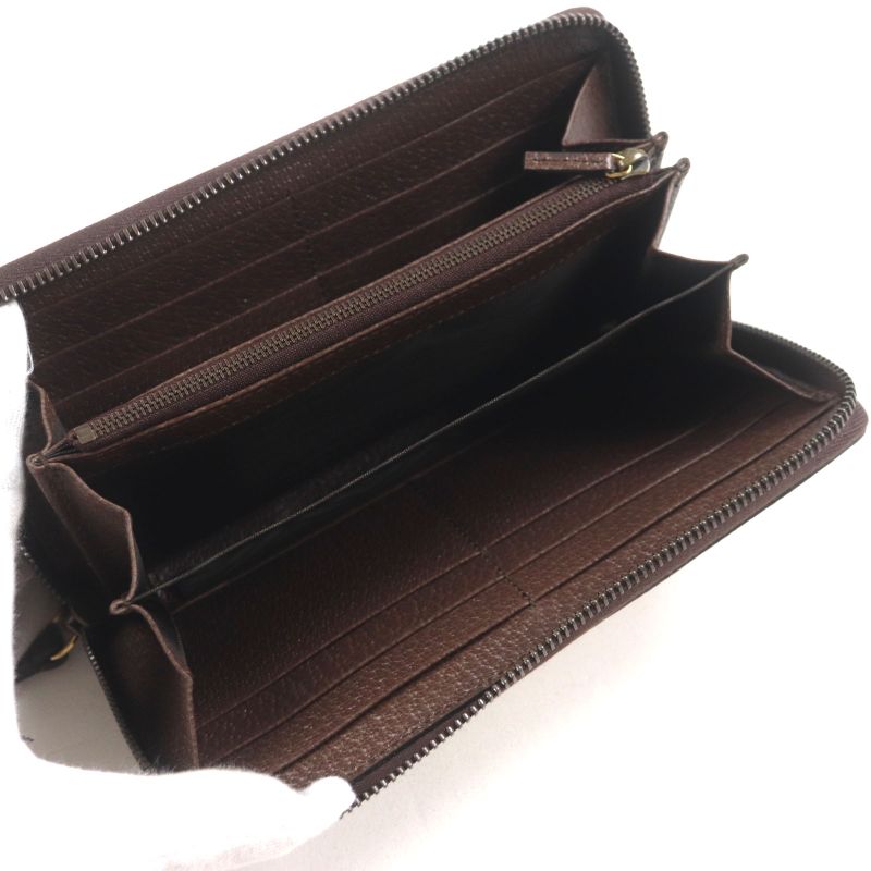 Gucci Bamboo Jumbo GG Canvas Leather Round Zipper Long Wallet — view 5