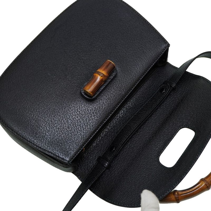 Gucci Bamboo Shoulder Hand Bag Leather Black With Strap 0056 — view 3