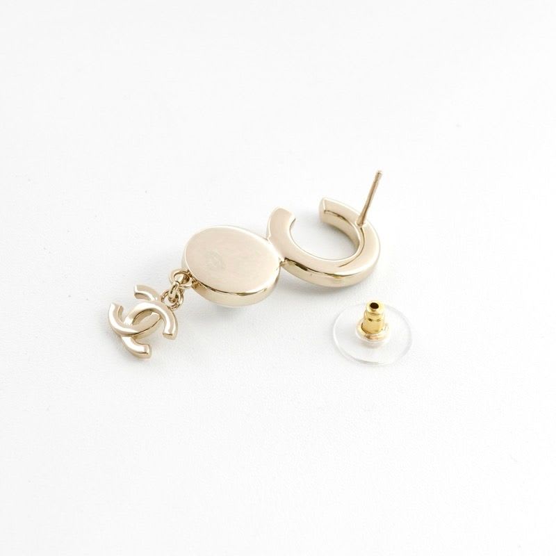 Chanel Earrings Gold Black Coco Mark Logo Pearl — view 5