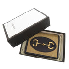 Gucci Horsebit Canvas Leather Beige Navy Bifold Wallet 0860 — view 2