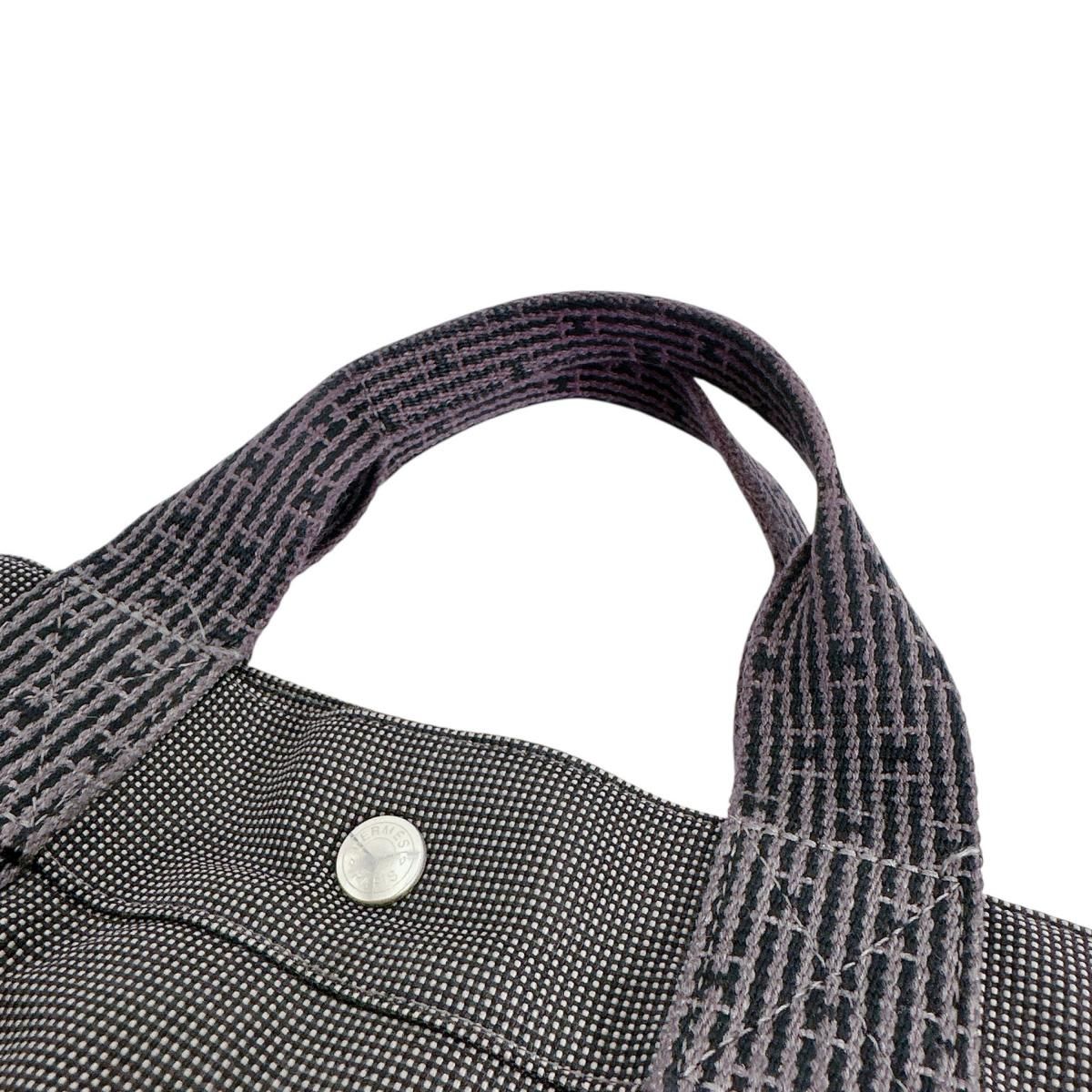 Hermes Canvas Handbag Her Line MM Tote Bag Gray — view 9