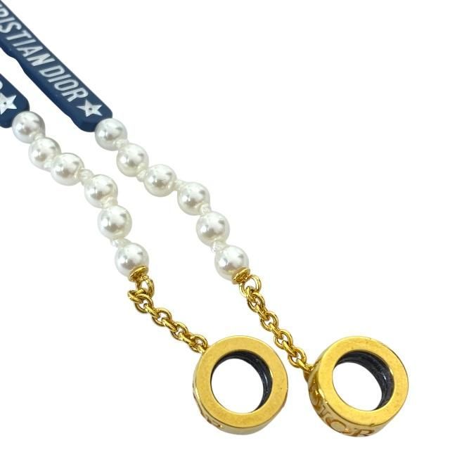 Christian Dior Airpods Holder Necklace Chain Logo Faux Pearl GP — view 5