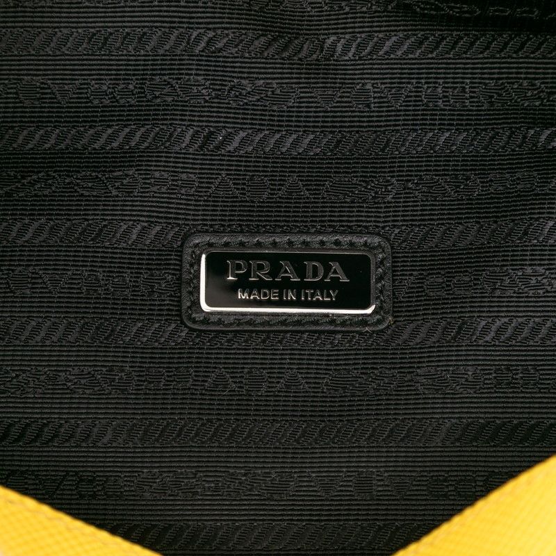 Prada Triangle Logo Plate Yellow Leather Saffiano — view 5